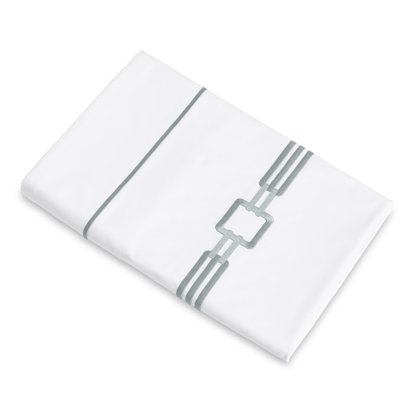 Retro Percale Flat Sheet, King Flat Sheet, Wilton Blue