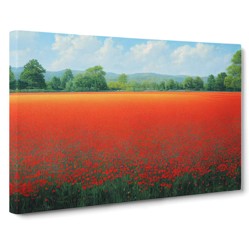 Adorable Poppy Field Flowers - Wrapped Canvas Painting