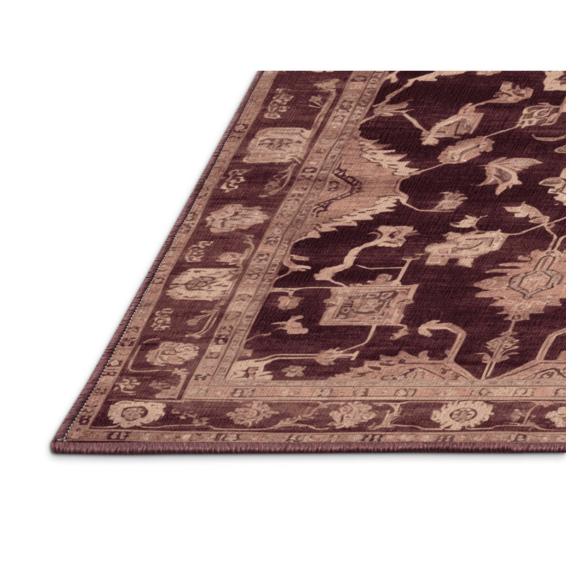 Tapis rouge lavé à la machine, Rectangle 2 pi x 5 pi