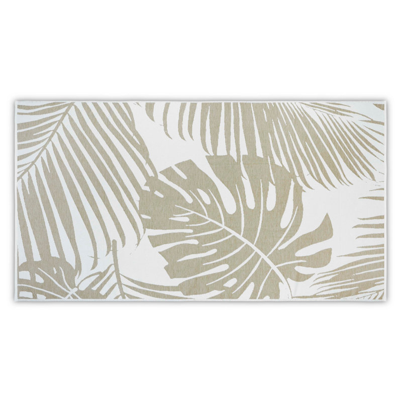 Serviette de plage 100% coton Morones, Gris chaud / blanc