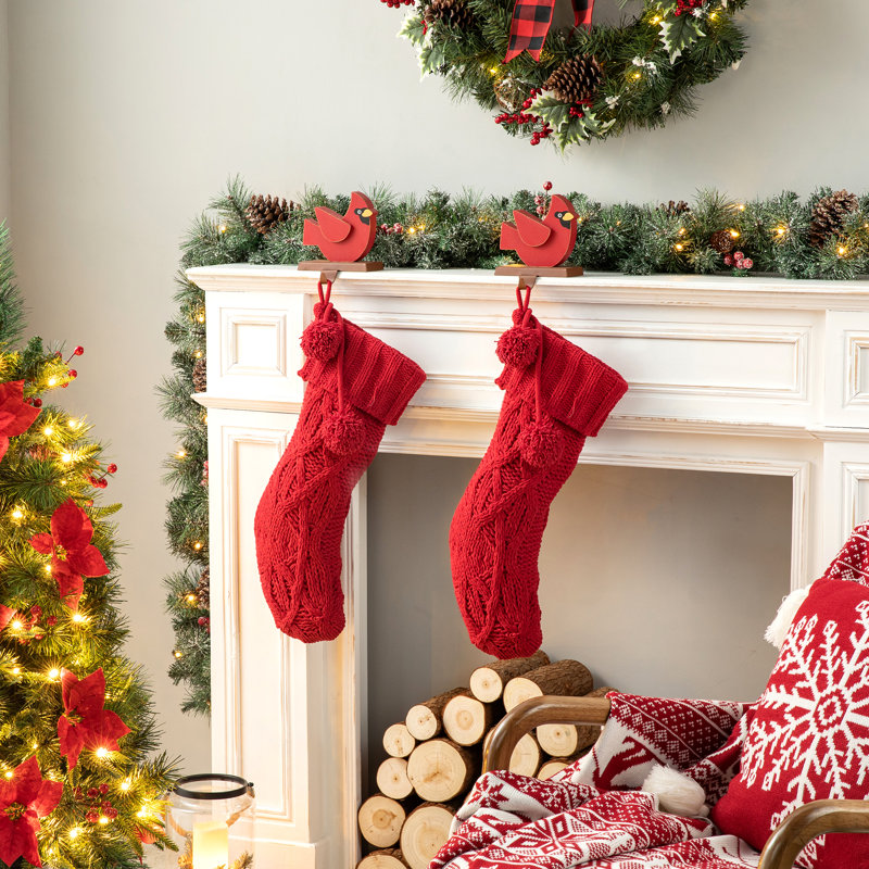 Chaussette de Noël tricotée, Rouge