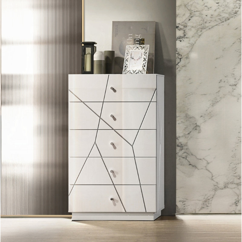 Esther White & Silver High Gloss Chest