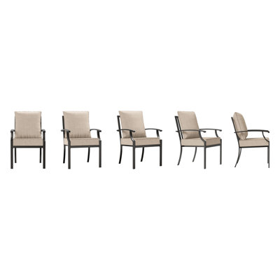 Ikeam Outdoor Stackable Metal Dining Armchair With Cushions(Set Of 5)