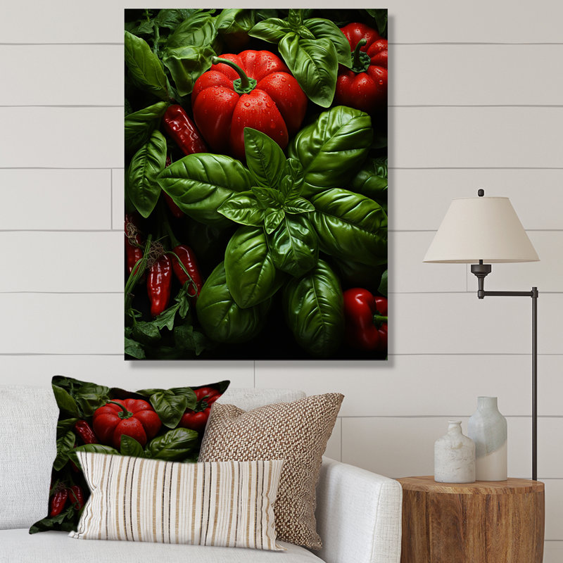 Herbs Basil Vibrance 3 - Floral Herbs Wall Art, Wrapped Canvas, 20" H x 12" W x 1" D