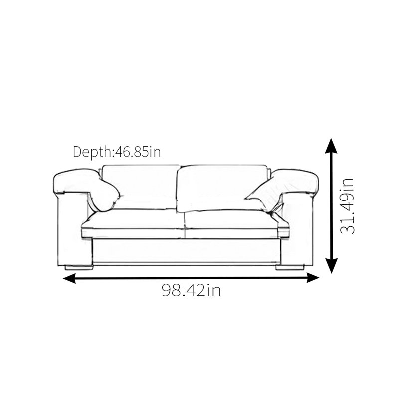 Modern Simple White Sofa, 31.49" H x 98.42" W x 46.85" D, 3