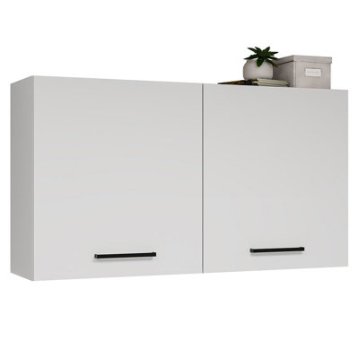 Armoire de rangement de bureau avec 2 portes Latitude Run® - Garde-manger pour fournitures de bureau, documents et dossiers - Blanc