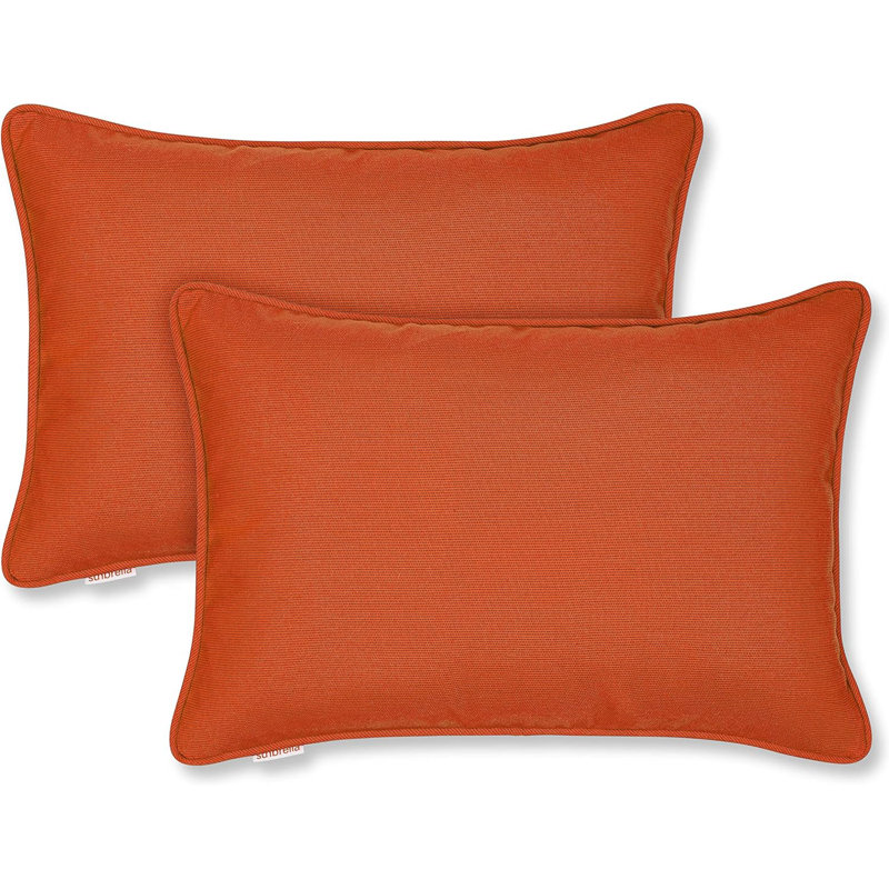 Cayenne Sunbrella Fabric Corded Edge Indoor/Outdoor Throw Pillow Set
