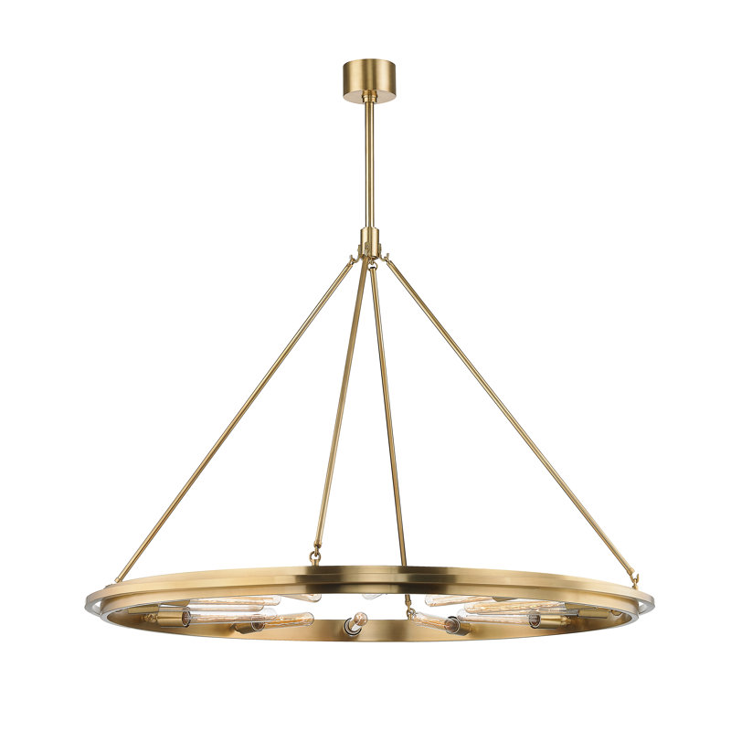 Aged Brass 12-Light Indoor/Outdoor Wagon Wheel Chandelier