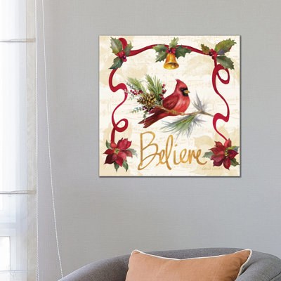 Christmas Poinsettia Ribbon I by Lanie Loreth - Wrapped Canvas Gallery-Wrapped Canvas Giclée