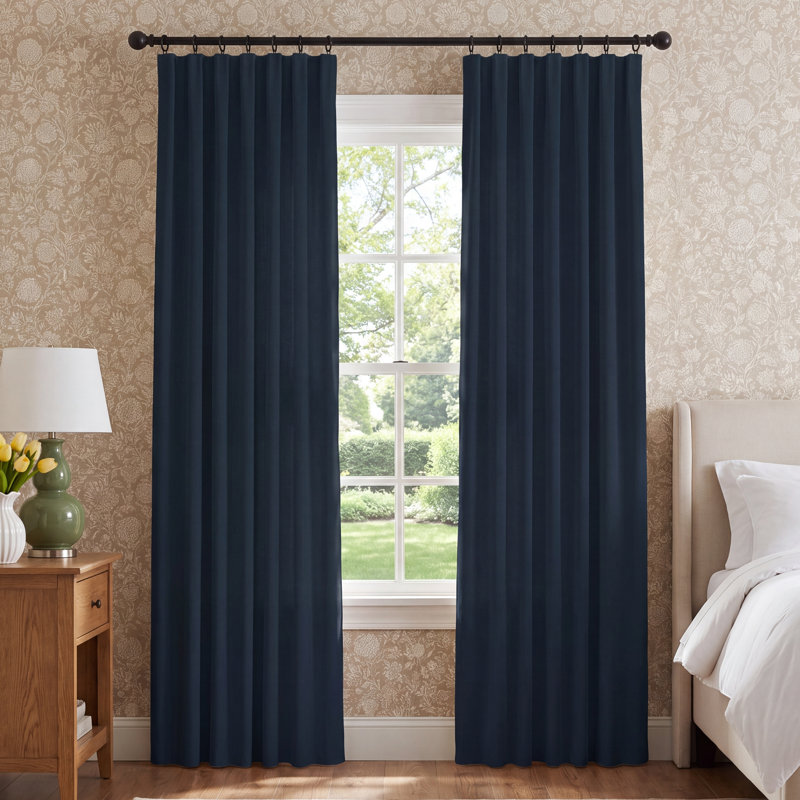 84" Inverted Pleat Room Darkening Morton Azure, Inverted Pleat, 33" W x 96" L, Single