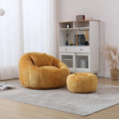 Fauteuils à billes modernes, fauteuil rond confortable pour adultes avec repose-pieds, fauteuil de lecture simple avec coussin pour salon, chambre à coucher, appartement