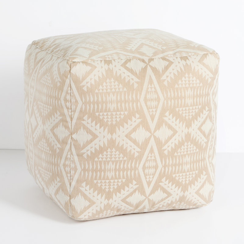 Repose-pieds d'extérieur avec coussin Sunbrella® Emberley, Ivoire / brun clair