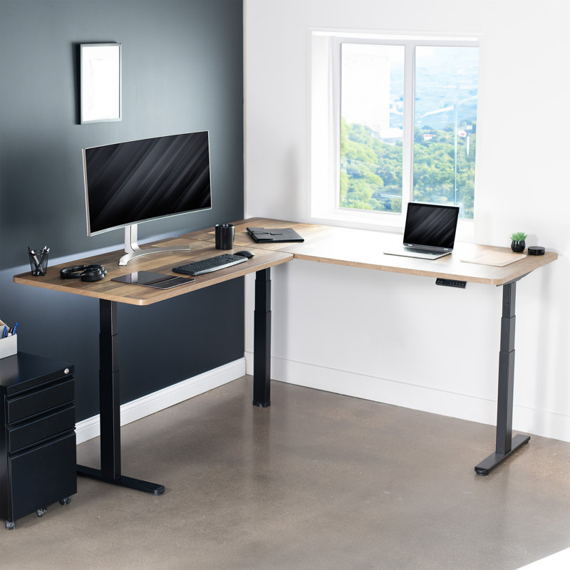  Bureau électrique en coin 77 po x 71 po, Noir