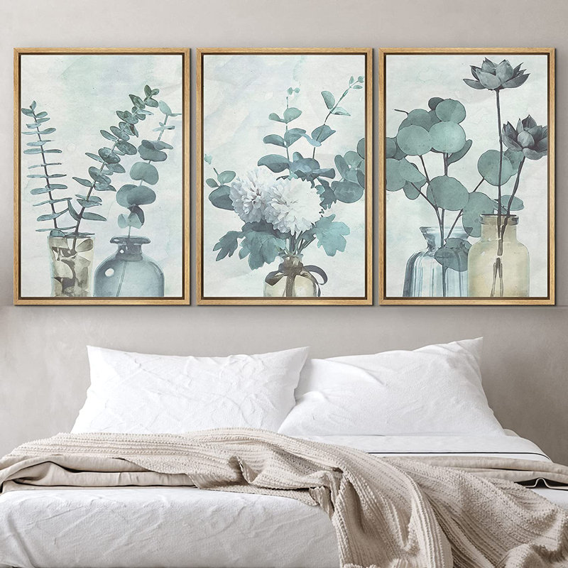Ensemble de 3 impressions sur toile à cadre flottant, H 36 po x l 72 po x P 1,5 po, Naturel
