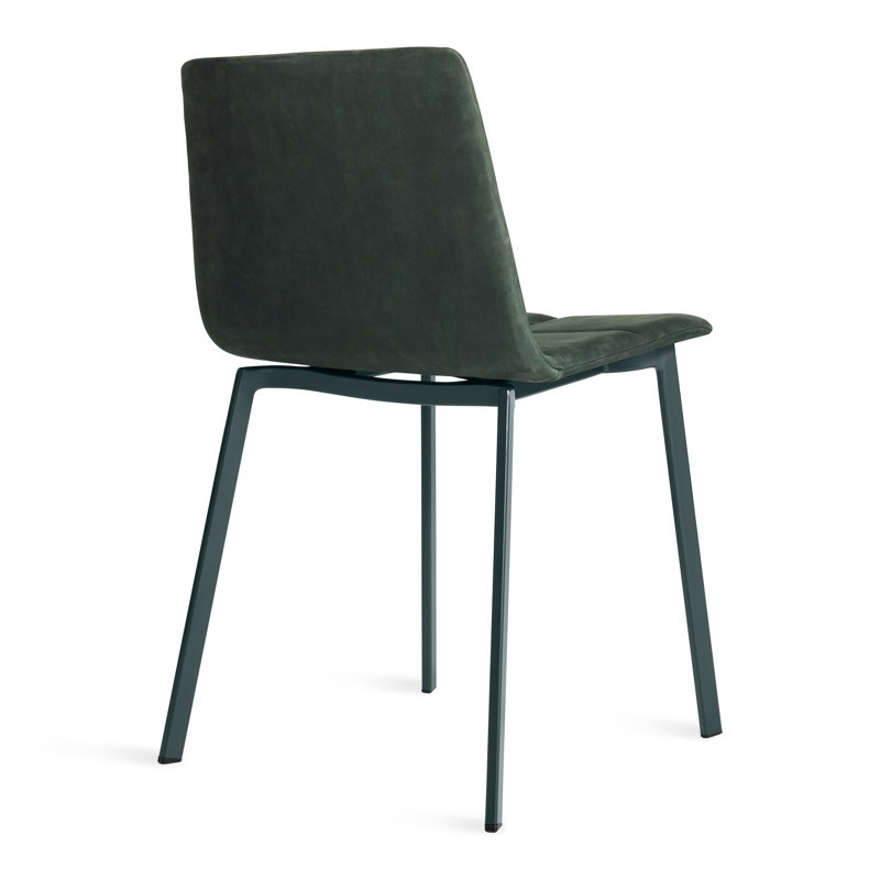 Between Us Tufted Upholstered Side Chair, Navy Green Leather
