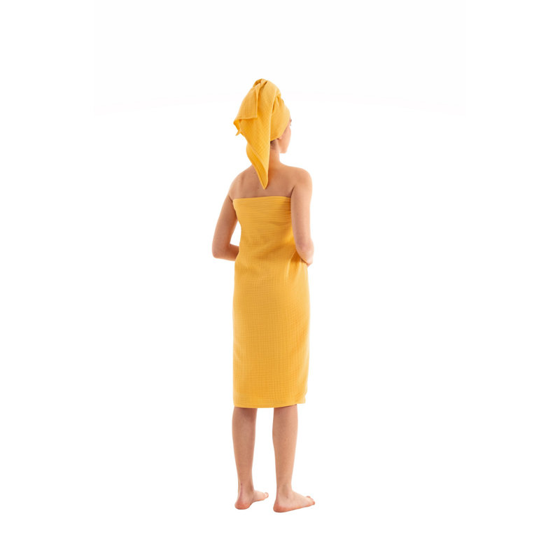 Ensemble de serviettes 100% coton de qualité supérieure (2 pièces), jaune | Serviette de bain 39,4 x 63,0 pouces et serviette à main 19,7 x 39,4 pouces | 4 épaisseurs, lavable à la machine (30 à 40 ° C) | Doux, absorbant, parfait pour la maison et le spa