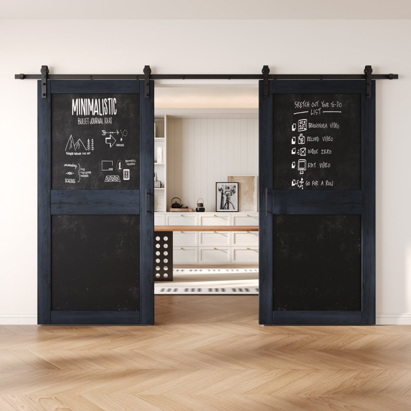 Portes de grange non assemblées et finies avec tableau noir 2 panneaux 26 po x 84 po Homquer, 26 po x 84 po