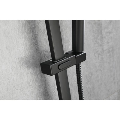Douchette à main en acier inoxydable noir mat, barre coulissante de 28 pouces, boyau de 59 pouces, hauteur réglable, réglages de jet fonctionnels pour une utilisation relaxante et sur chaise, convient à tout acier avec barre réglable