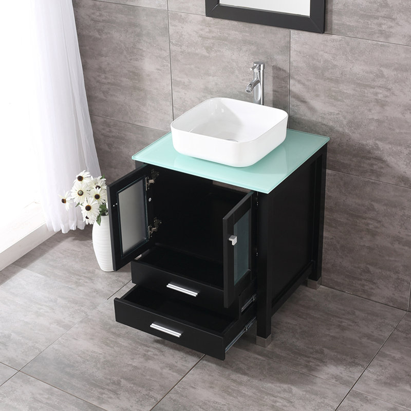 Meuble-lavabo simple l 24,8 po x P 21,7 po x H 29,5 po, Noir