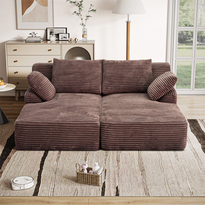 Double chaise longue surdimensionnée 77,8 po, Brun