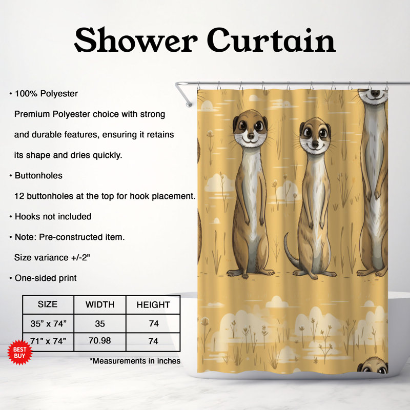 Rideau de douche Mekerat Adventures - Premium, L 71 po x L 74 po