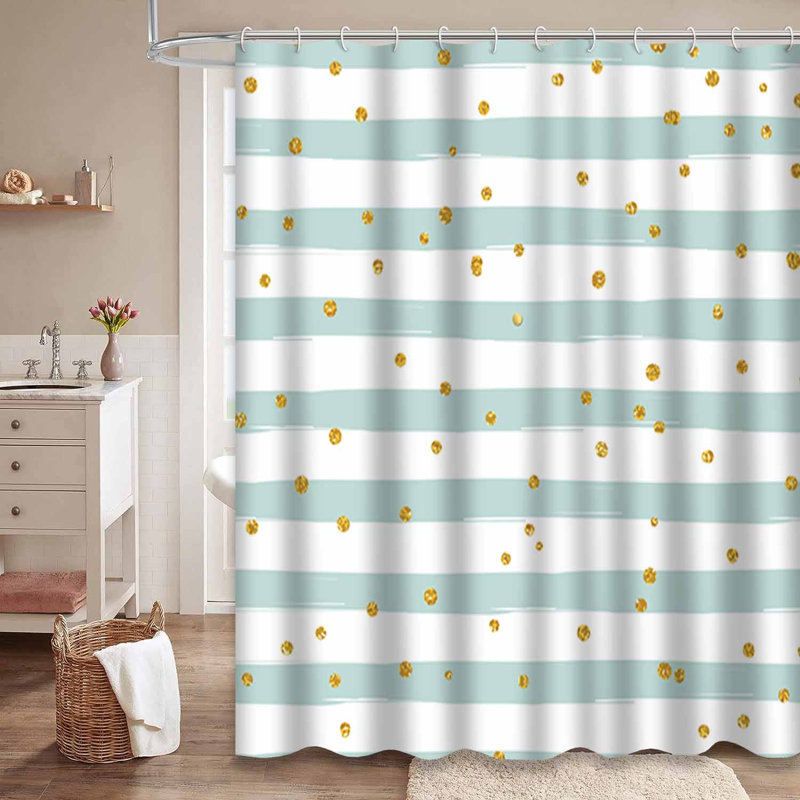 Rideau de douche imperméable doré, rideaux de douche pour la salle de bain avec 12 crochets, 72" L x 84" W