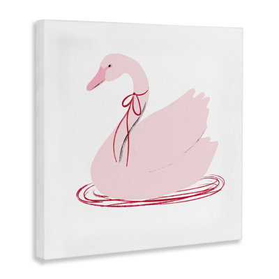 Pink Swan with Bow Canvas, design by Lucille Price