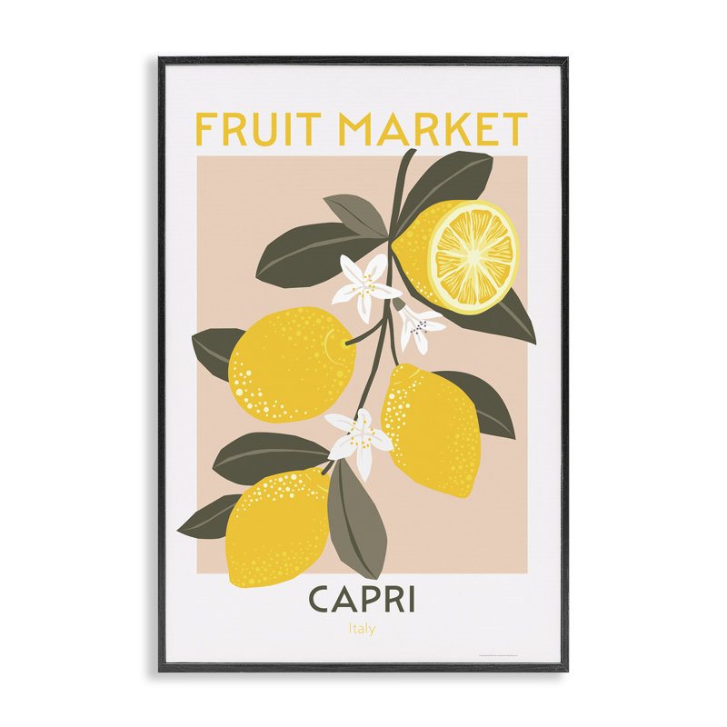 «Fruit Market Lemon Branch», estampe numérique par Reinders, H 30 po x l 20 po, Giclée encadrée noir minuit