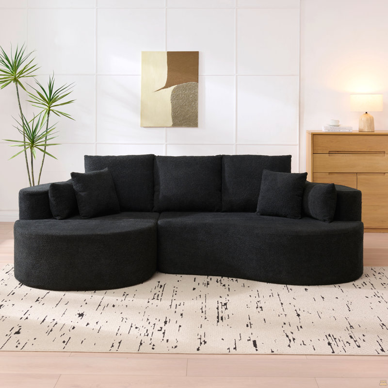Canapé modulaire incurvé en tissu, Tissu noir