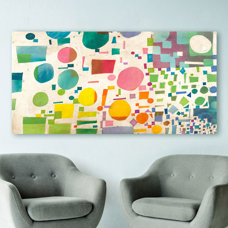 Geometric Multicolour Pattern I by Leonardo Bacci - Wrapped Canvas Painting, 50cm H x 100cm W x 4cm D