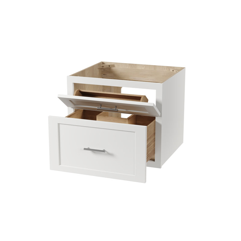 Meuble-lavabo mural simple flottant 24 po Disar, White