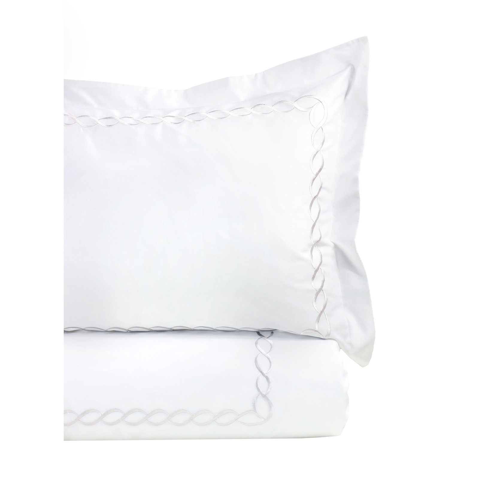 Avellana Sateen Duvet Cover Set, King Duvet Cover + 2 King Shams, White
