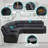 3-Piece Upholstered Living Room Reclining Sectional Sofa Set-755716261