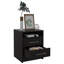 Table de chevet compacte Eter avec deux tiroirs et une tablette, rangement de chevet minimaliste-435172030