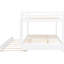 Lit superposé grand, lit gigogne en bois blanc avec rails, structure en pin massif, lit peu encombrant en bois, lit gigogne simple TG