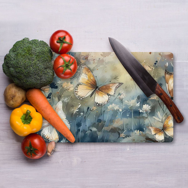 Tempered Glass Cutting Board, 7.9 x 11.8 inches | 100% Antibacterial, Easy-Clean Surface, Non-Slip Silicone Feet | Perfect for Food Prep & Serving, Durable & Stylish Kitchen Essential, Not Dishwasher Safe