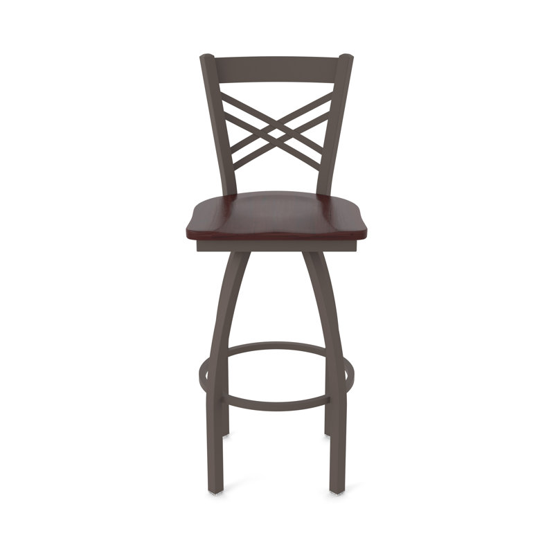Tabouret tournant 820 Catalina, Bronze, Bois - Érable cerise foncée, Tabouret de bar (assise de 30 po de hauteur)