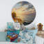 Lever de soleil romantique au bord de la mer - art mural nautique et côtier en cercle métallique-57927295