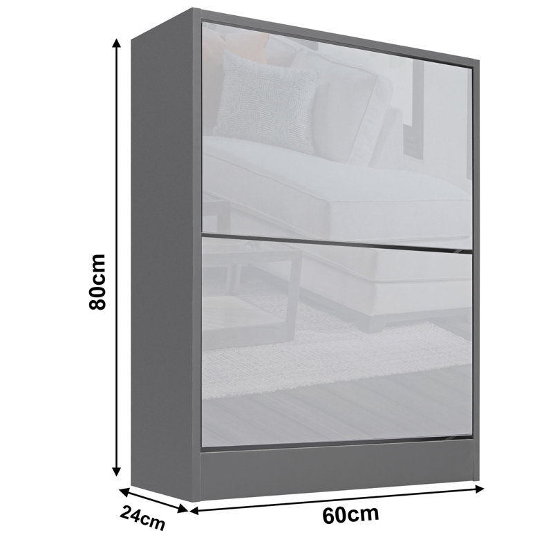 12 Pair Flip Down Shoe Storage, Dark Grey