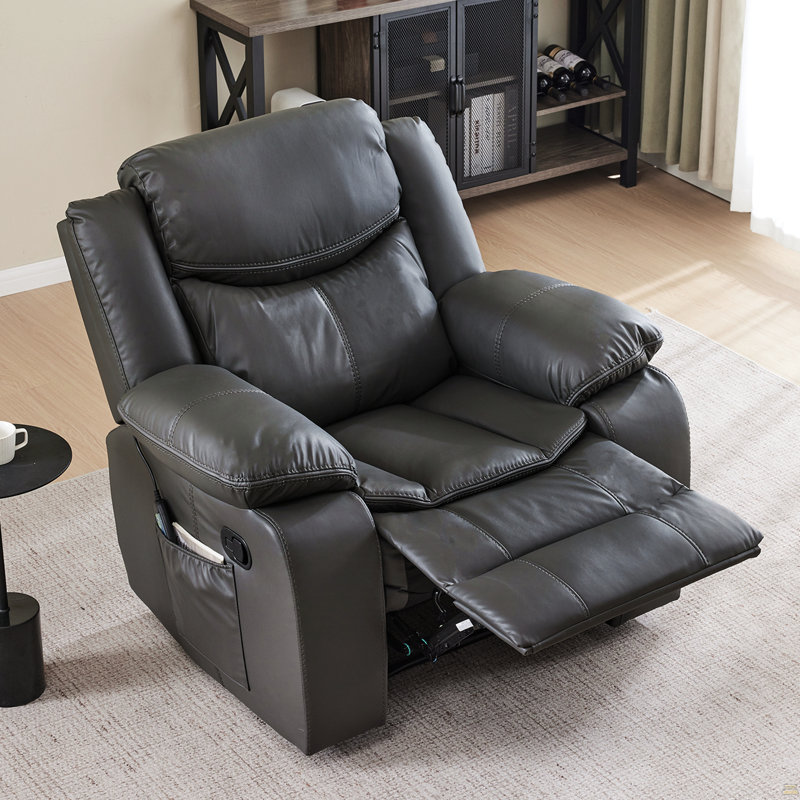 Fauteuil inclinable en cuir gris avec vibrations et chauffage