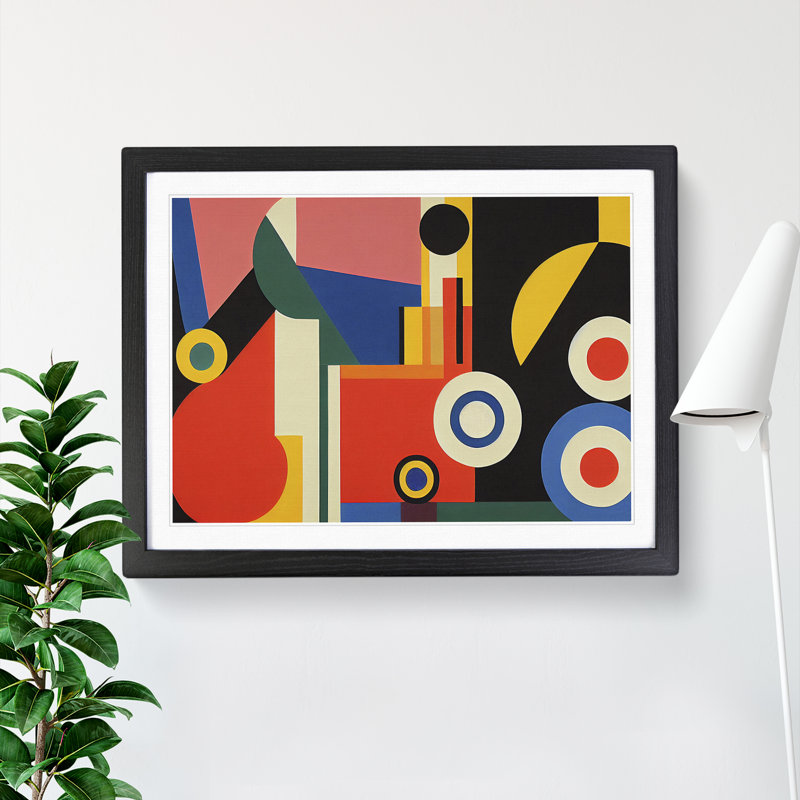Bauhaus Abstract Vol.1 1 Piece Single Picture Frame Wall Art, 46cm H x 64cm W x 2cm D, Black