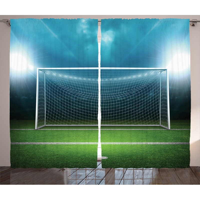 Soccer Semi-Sheer Rod Pocket Curtain Panels, 54" x 90"