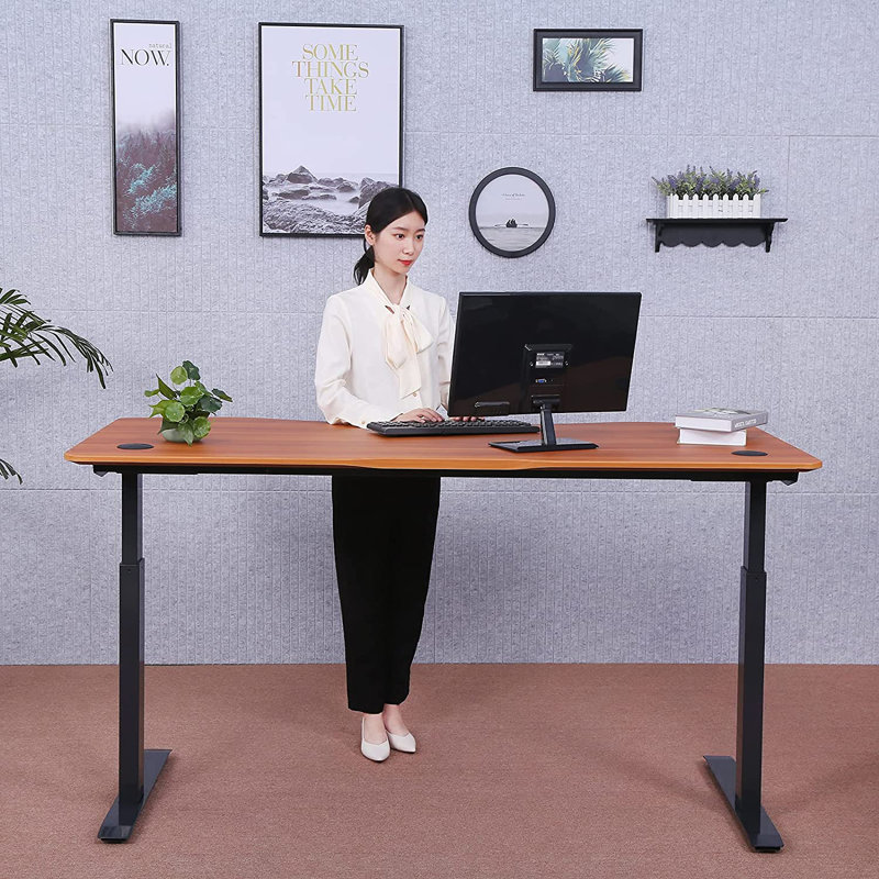 Adjustable Metal Base Standing Desk, Red Apple/Black, 48" H x 59" W x 29" D