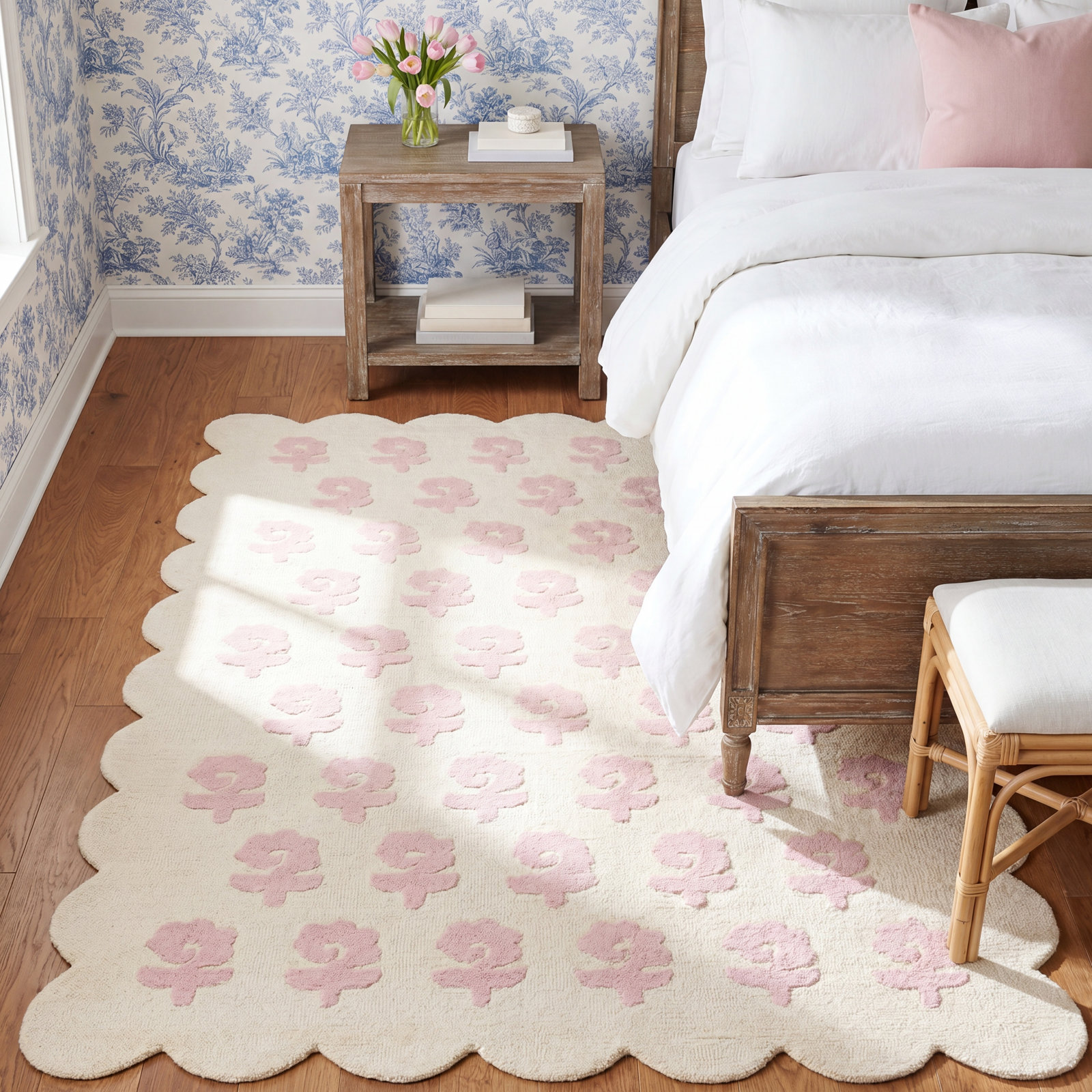 Lola Pink Hand-Tufted Floral Wool Rug, Rectangle 8'10" x 11'10"