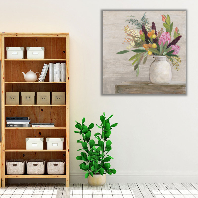 Protea Still Life I - reproduction d'art sur toile, H 16 po x l 16 po