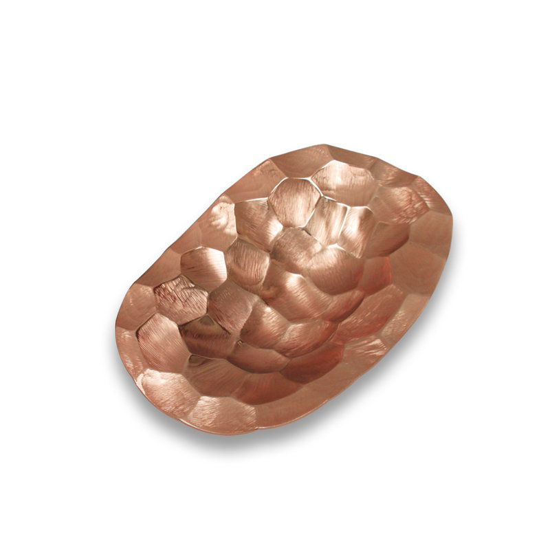 Assiette décorative en métal Nels, H 3,25 po x l 10,5 po x P 17,5 po, Cuivre