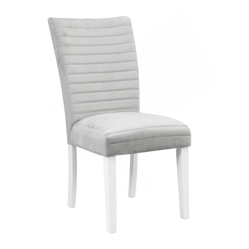 Ensemble de 2 chaises d'appoint en velours gris et blanc à finition brillante élisaveta
