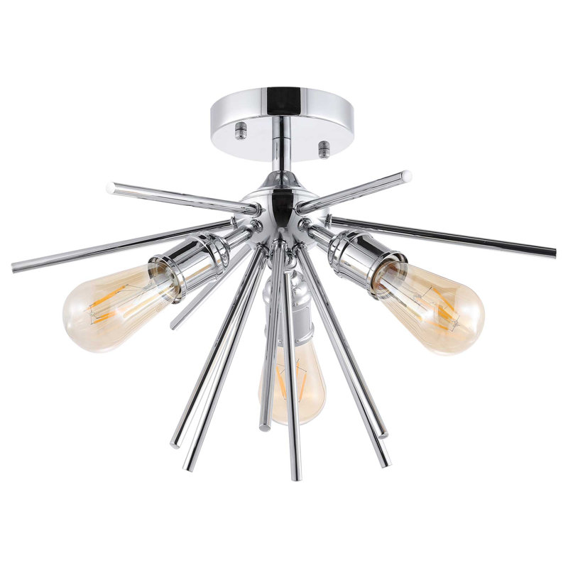 Prudence 3-Light Sputnik Semi Flush Mount, Chrome