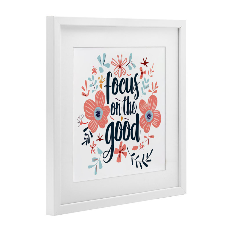 «Focus on the Good», reproduction sous verre encadrée, H 16 po x l 16 po, Cadre blanc côtier