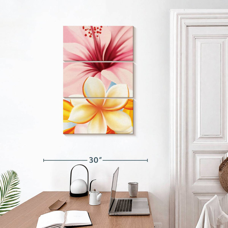 Hibiscus et fleurs de plumeria Harnek, H 32 po x l 20 po